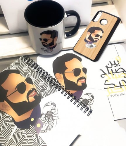 طقم - كوب مع غلاف جوال ودفتر وماوس باد بدون طباعة