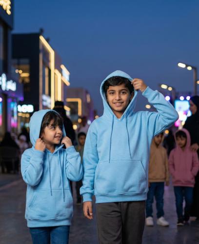 هودي سماوي قطن فاخر اطفال سادة