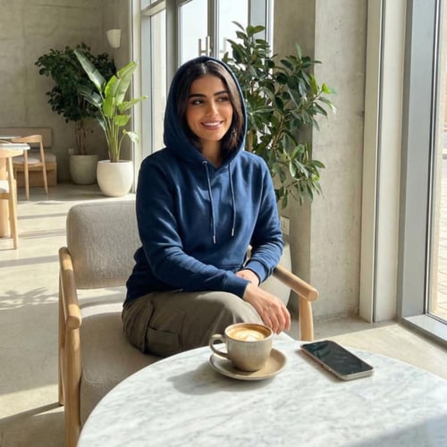 بلوفر قطن فاخر قماش ماركة تركواز غامق سادة