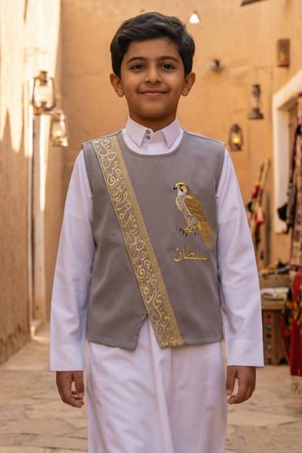 سديري رمادي نقشة خط عربي انسيابي مذهب يوم التأسيس