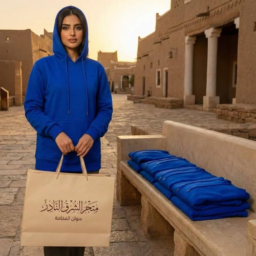 بلوفر شتوي سادة للطباعة جملة - لون أزرق قطن فاخر (...