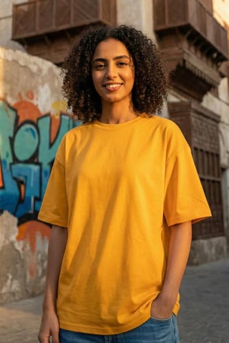 تيشيرت قطن كموني اوفر سايز فاخر سادة