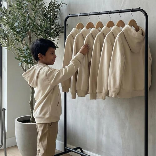 نص درزن (6) حبات بلوفرات شتوي اطفال قطن كريمي مقاس...