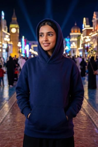 بلوفر كحلي قطن فاخر اوفر سايز سادة