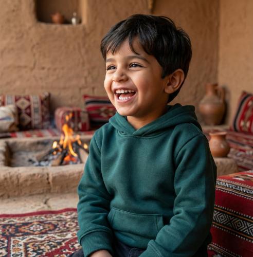 بلوفر قطن اطفال بترولي سادة