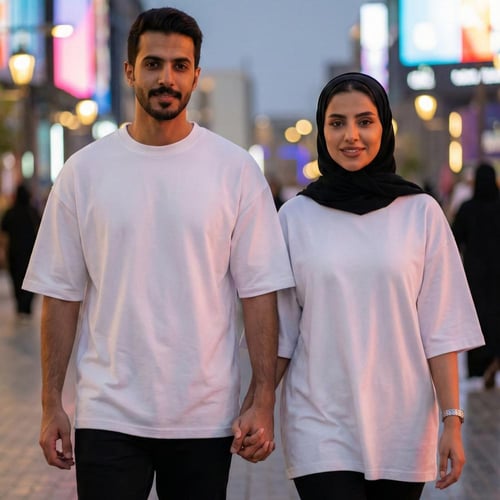 تيشيرت ابيض ساده قطن اوفر سايز فاخر