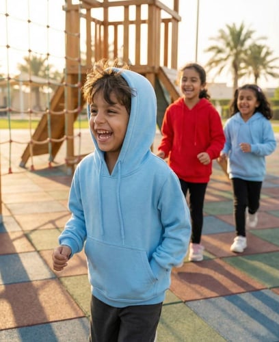 هودي سماوي قطن فاخر اطفال سادة