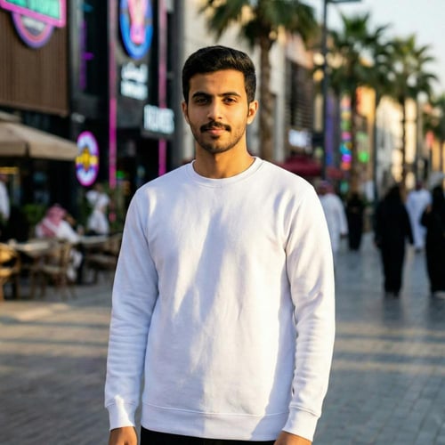 سويت شيرت ربيعي قطن ابيض بدون قبوع سادة