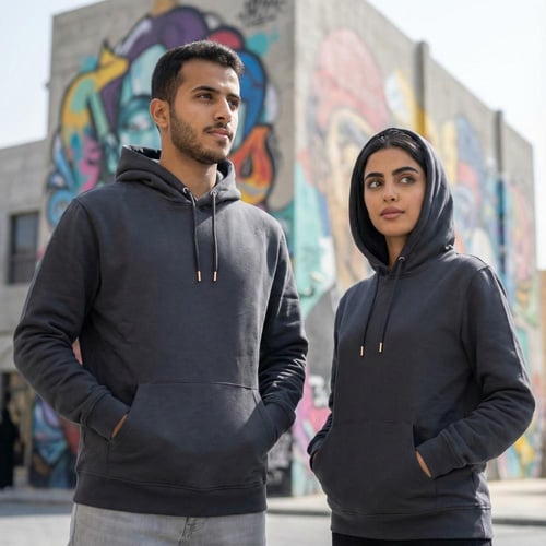 بلوفر قطن فاخر قماش ماركة رمادي غامق سادة