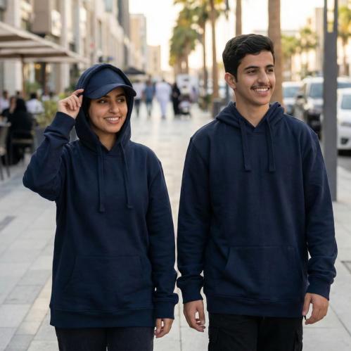 بلوفر قطن فاخر قماش ماركة كحلي سادة