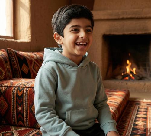 بلوفر قطن تيفاني غامق فاخر اطفال سادة