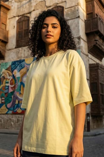 تيشيرت قطن منقاوي اوفر سايز فاخر سادة