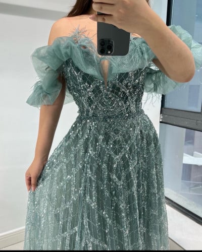 Light green evening dress