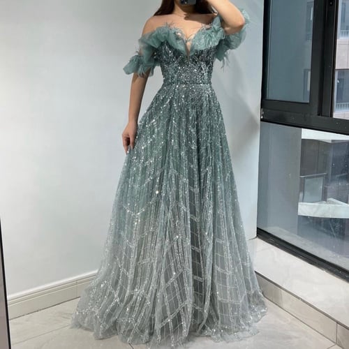 Light green evening dress