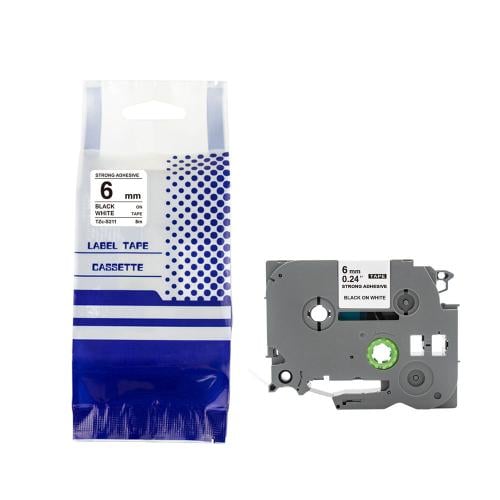 TZC-S211 ليبل براذر اسود على ابيض مقاس 6mm