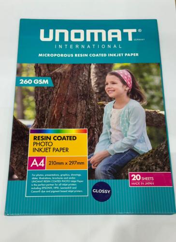 ورق صور احترافي UNOMAT 260gsm مقاس A4