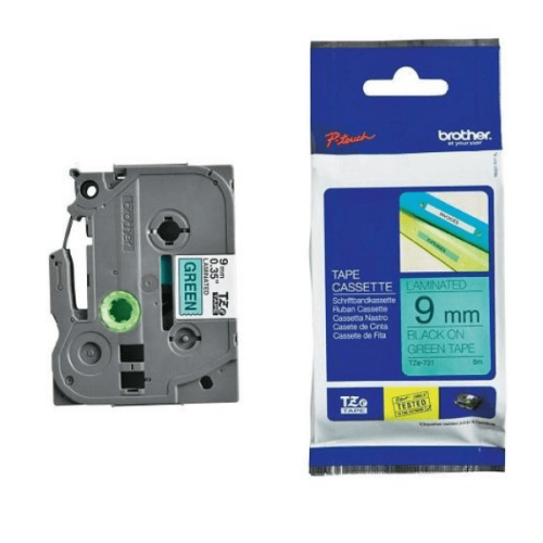 721-TZE شريط لاصق براذر اصلي مقاس 9MM اسود/اخضر
