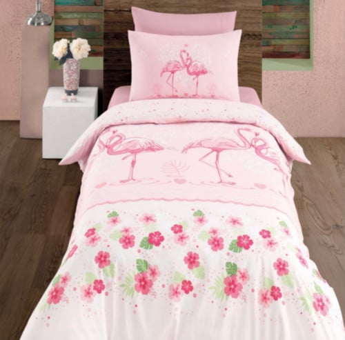 طقم مفرش أطفال تركي قطن 4 قطع فلامينقو (بدون حشوة)...