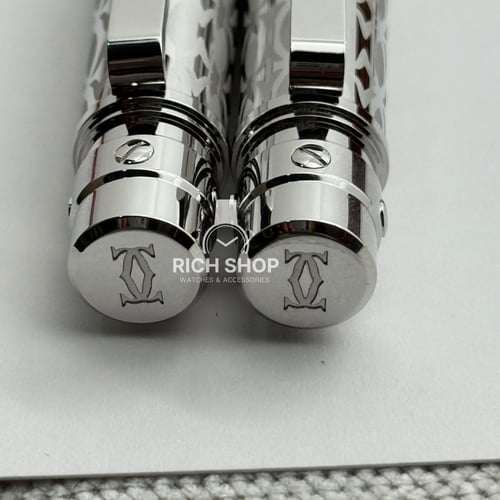 قلم كارتير سانتوس فضي على اخضر مزخرف