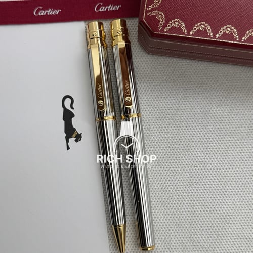 قلم كارتير سانتوس فضي بذهبي