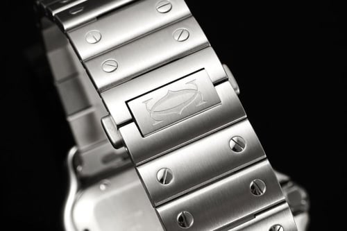 ساعة كارتير سانتوس ماستر فضي ميناء اخضر