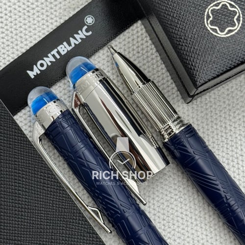 قلم مونت بلانك ستار ووكر كحلي بفضي