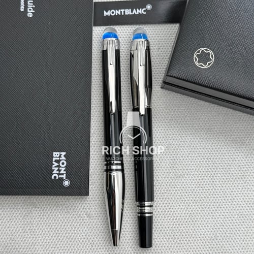 قلم مون بلان ستار ووكر اسود على فضي