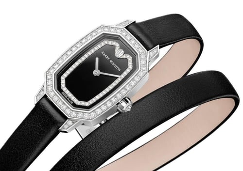 ساعة هاري وينستون جلد مع زركون داخلي وخارجي