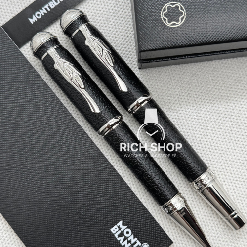 قلم مونت بلانك الجديد اسود على فضي
