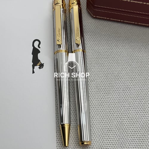 قلم كارتير سانتوس فضي بذهبي