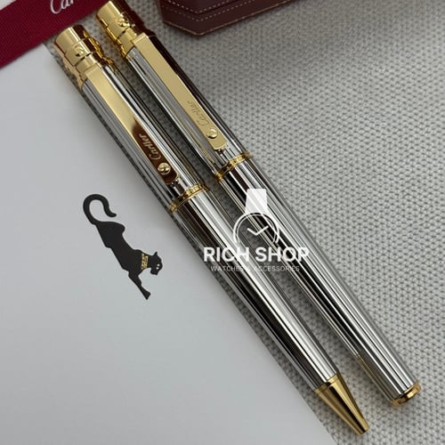قلم كارتير سانتوس فضي بذهبي