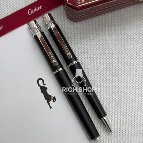 قلم كارتير سانتوس اسود مطفي على فضي