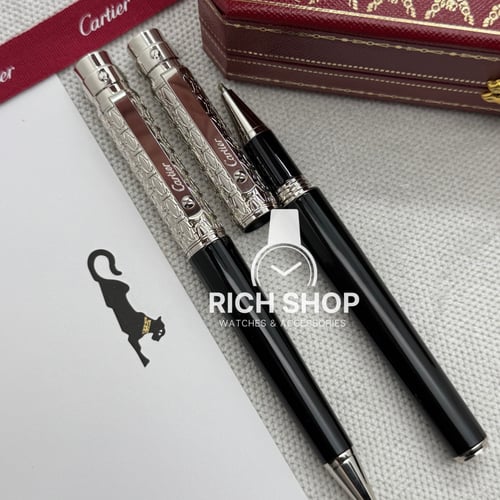 قلم كارتير سانتوس مزخرف فض على اسود