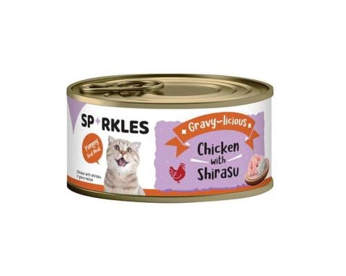 سباركلز طعام رطب للقطط بالدجاج وسمك الشيراسو 80g