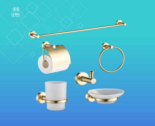 طقم اكسسوار حمام ذهبي