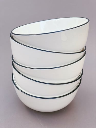 اناء حساء سيراميك - ابيض / اسود