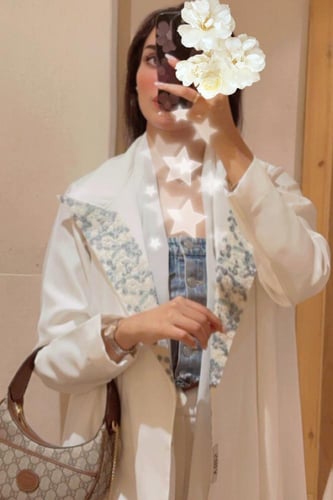 عباية كتان ابيض مع كلفه SU33