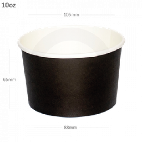 كوب ايس كريم اسود مع غطا قبه 10 اونص كرتون 1000