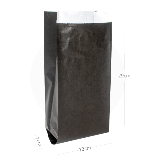 كيس ورقي اسود بدون قاعدة 12×29×7 كرتون 1000 حبه