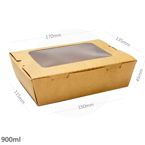 علبة طعام بنافذة 900 ملم كرتون 200 علبه