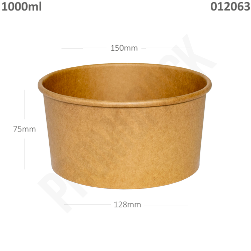 علبة سلطة 1000 ملم ورق كرافت كرتون 300حبه مع الغطا