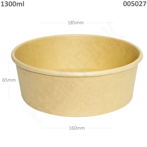 علبة سلطة 1300 ملم ورق كرافت كرتون 300 حبه مع الغط...