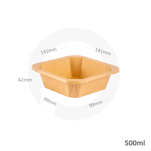 علبة طعام مربعة 500 ملم كرفت مع الاغطيه كرتون 300...