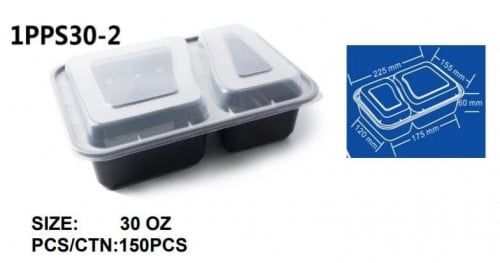 حافظة مايكرويف 30 اونص مقسم 2 مستطيل كرتون 150 علب...