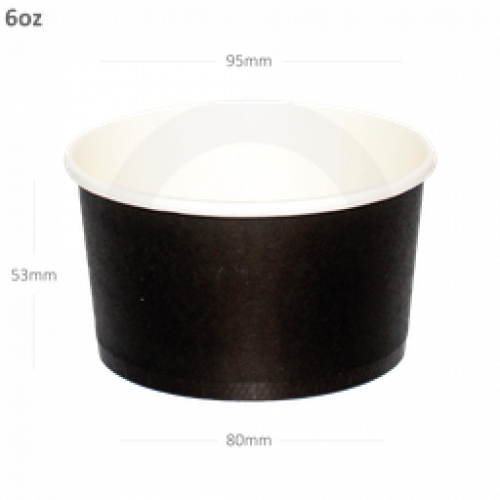 كوب ايس كريم اسود مع غطا قبه 6 اونص كرتون 1000 حبه