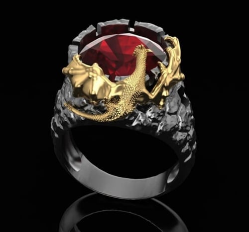 خاتم تنين على شكل احجار دراقون ستون | Dragon Ring