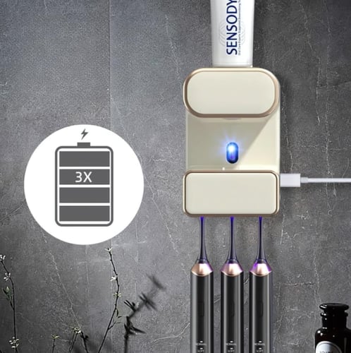 جهاز موزع معجون أسنان ذكي + معقم فرشاة