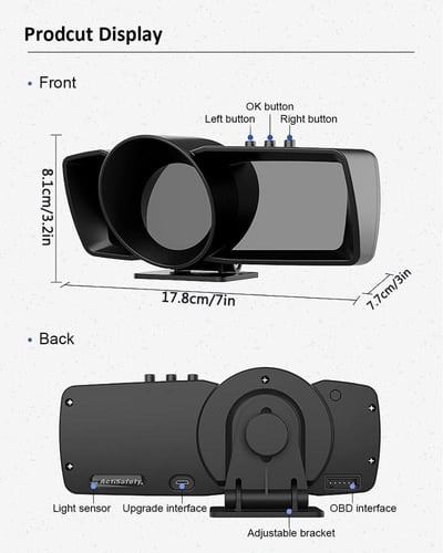 قيج عدد سرعة HUDسمارت مع OBD 2 و GPS لتتبع حرارة ا...