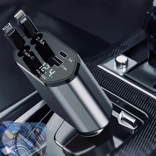 شاحن سيارة 4×1 قابل للسحب بقوة 120 واط