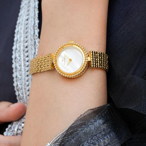 ساعة نسائية بسير ستيل بلون ذهبي